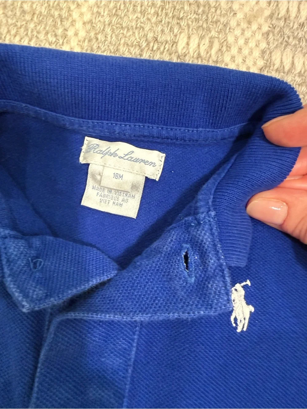 Ralph Lauren Baby Size 18 months Blue Polo Shirt - Nice Condition